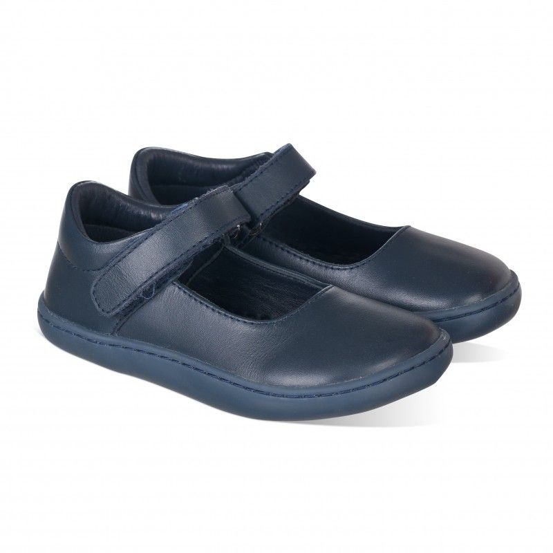 Zapato Colegial Barefoot Niña Chetto Piel Azul