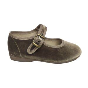 Zapato niña vestir terciopelo taupe