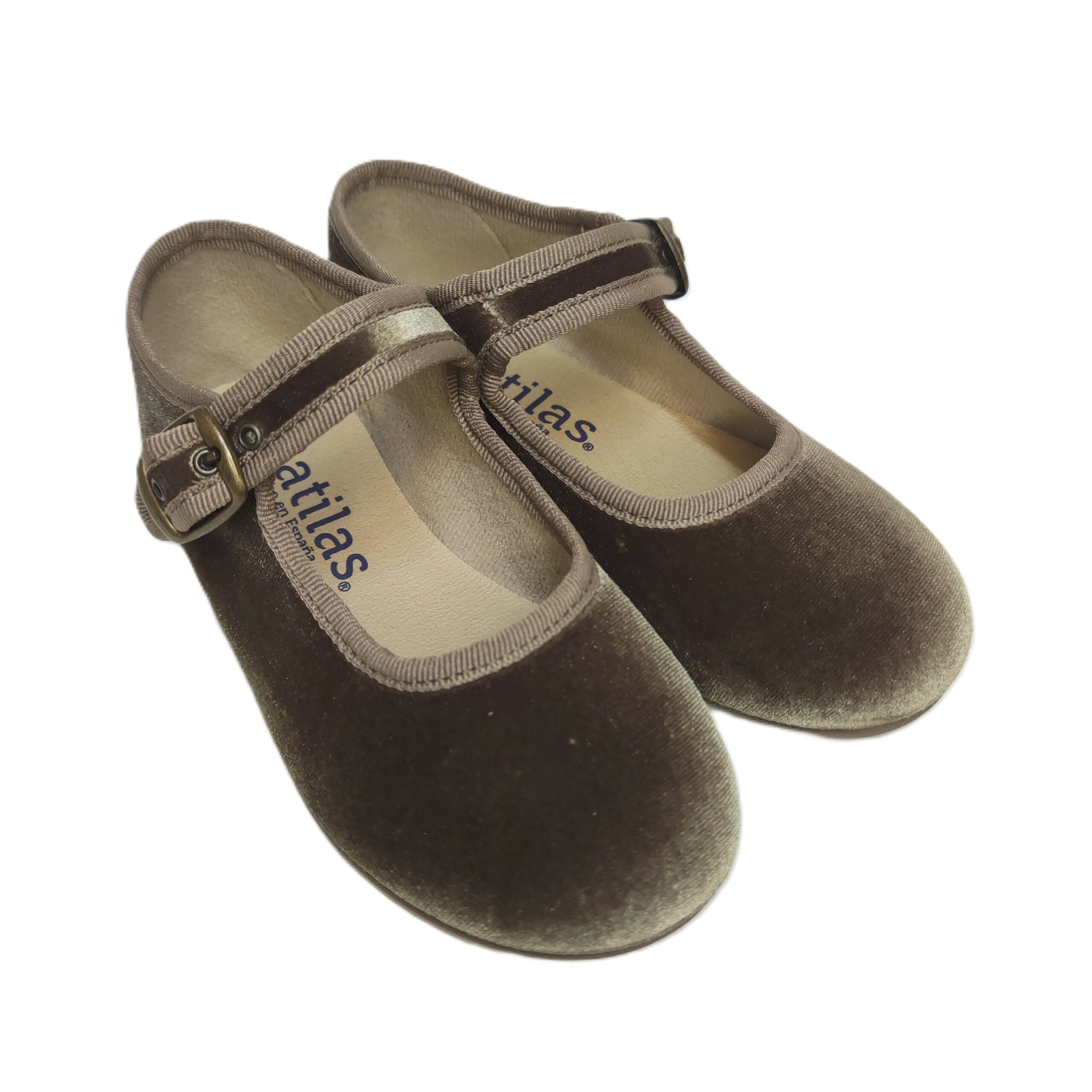 Zapato niña vestir terciopelo taupe
