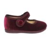 Zapato vestir niña terciopelo burdeos