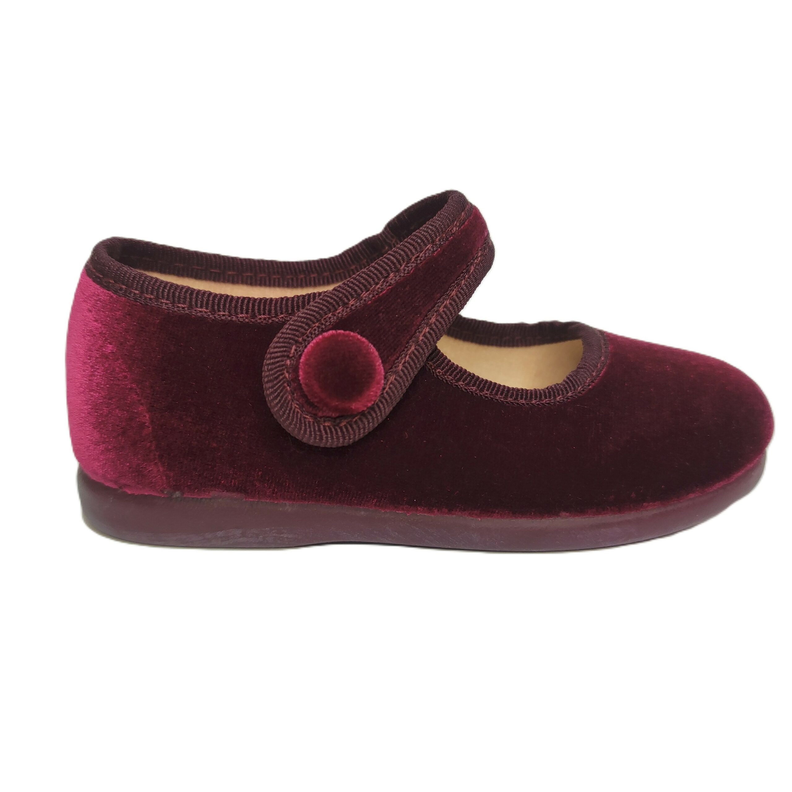 Zapato vestir niña terciopelo burdeos