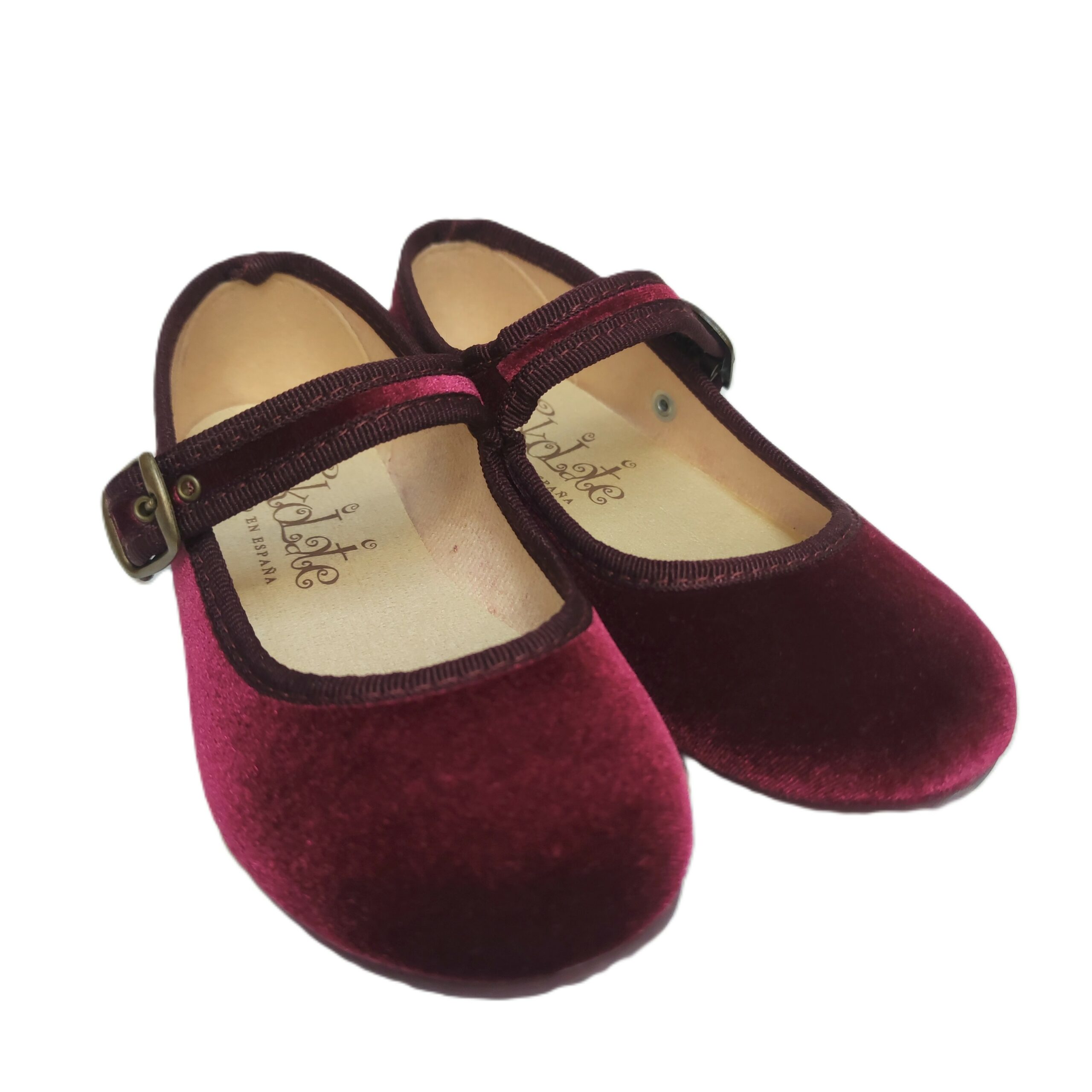 Zapato vestir niña terciopelo burdeos