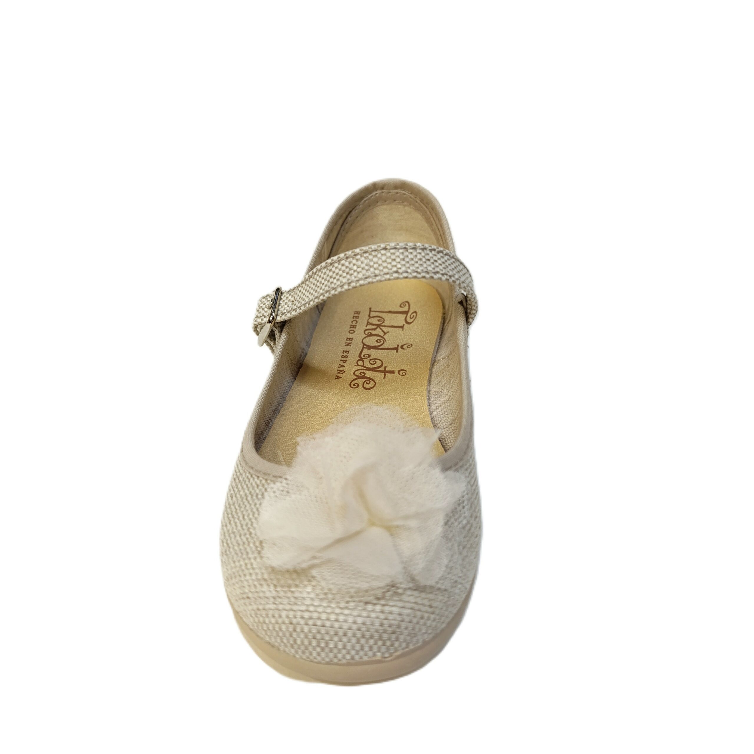 Mercedes ceremonia niña lino beige tokolate