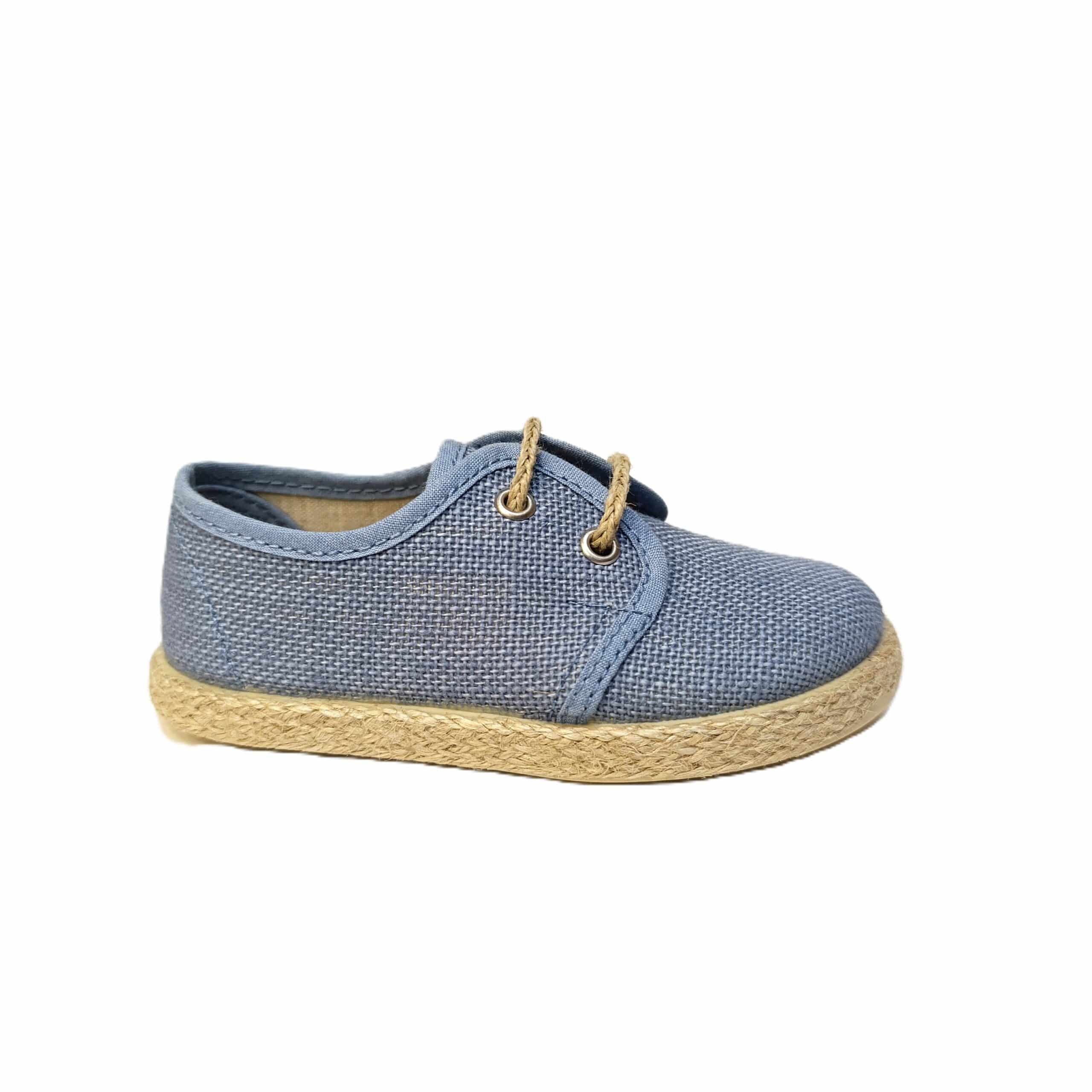 Blucher ceremonia niño tokolate lino azul indigo