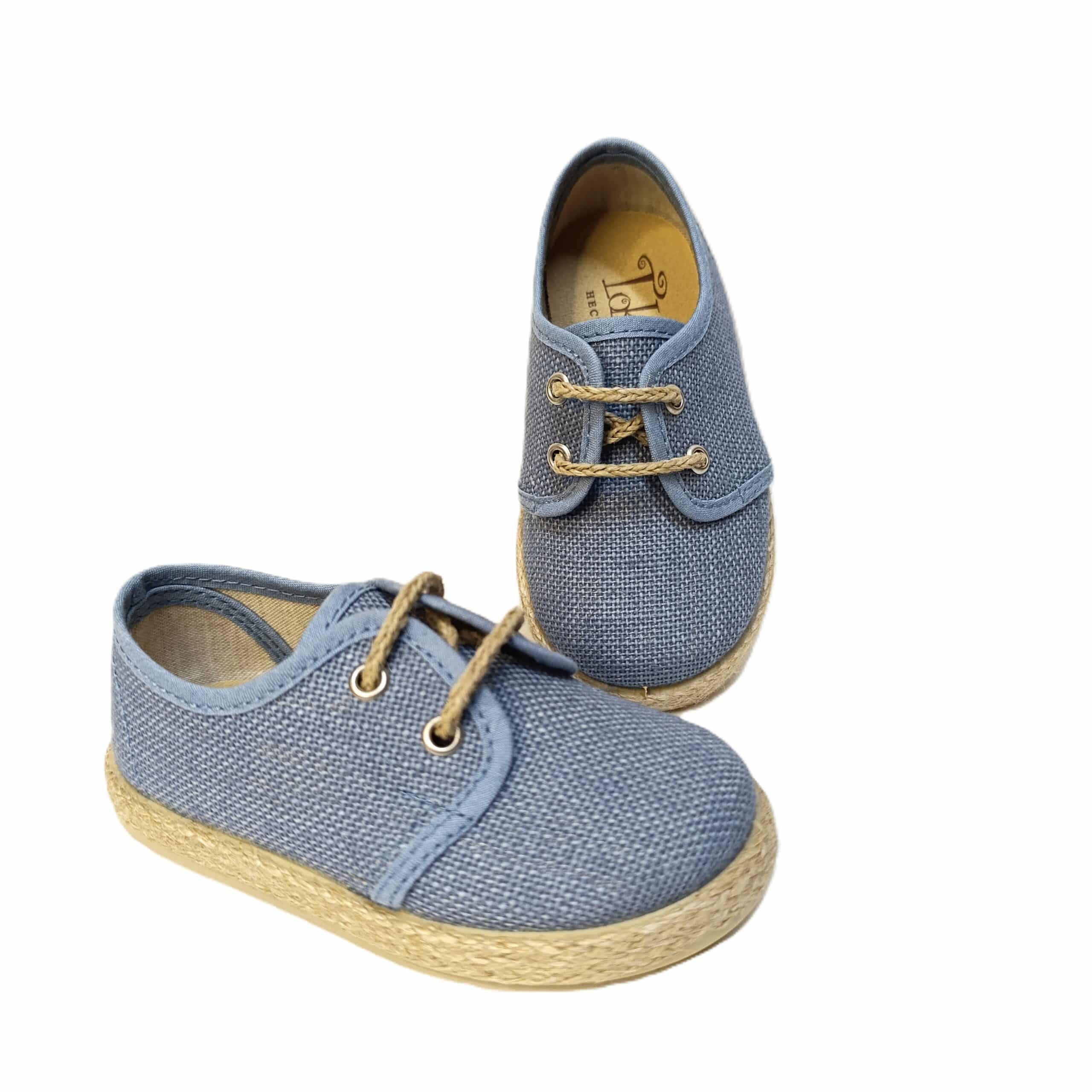 Blucher ceremonia niño tokolate lino azul indigo