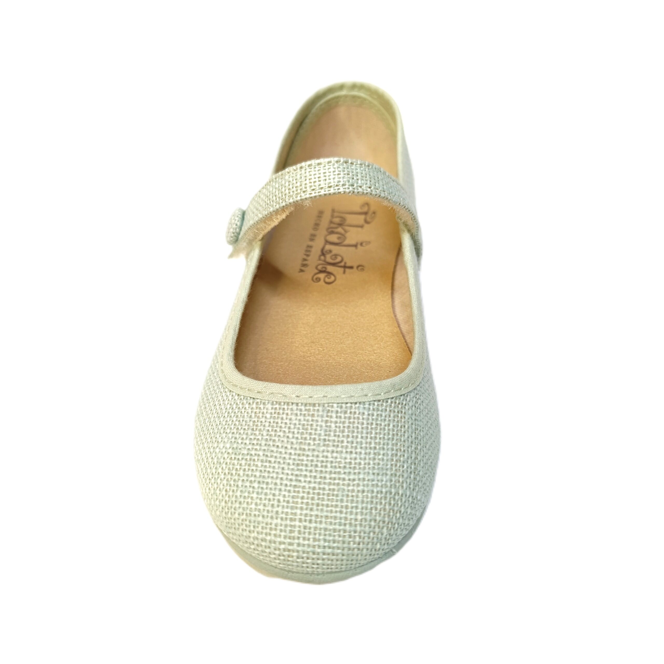 Mercedes ceremonia niña lino verde salvia