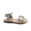 Sanalia piel gioseppo flores blanco metalizado