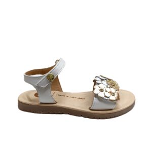 Sanalia piel gioseppo flores blanco metalizado