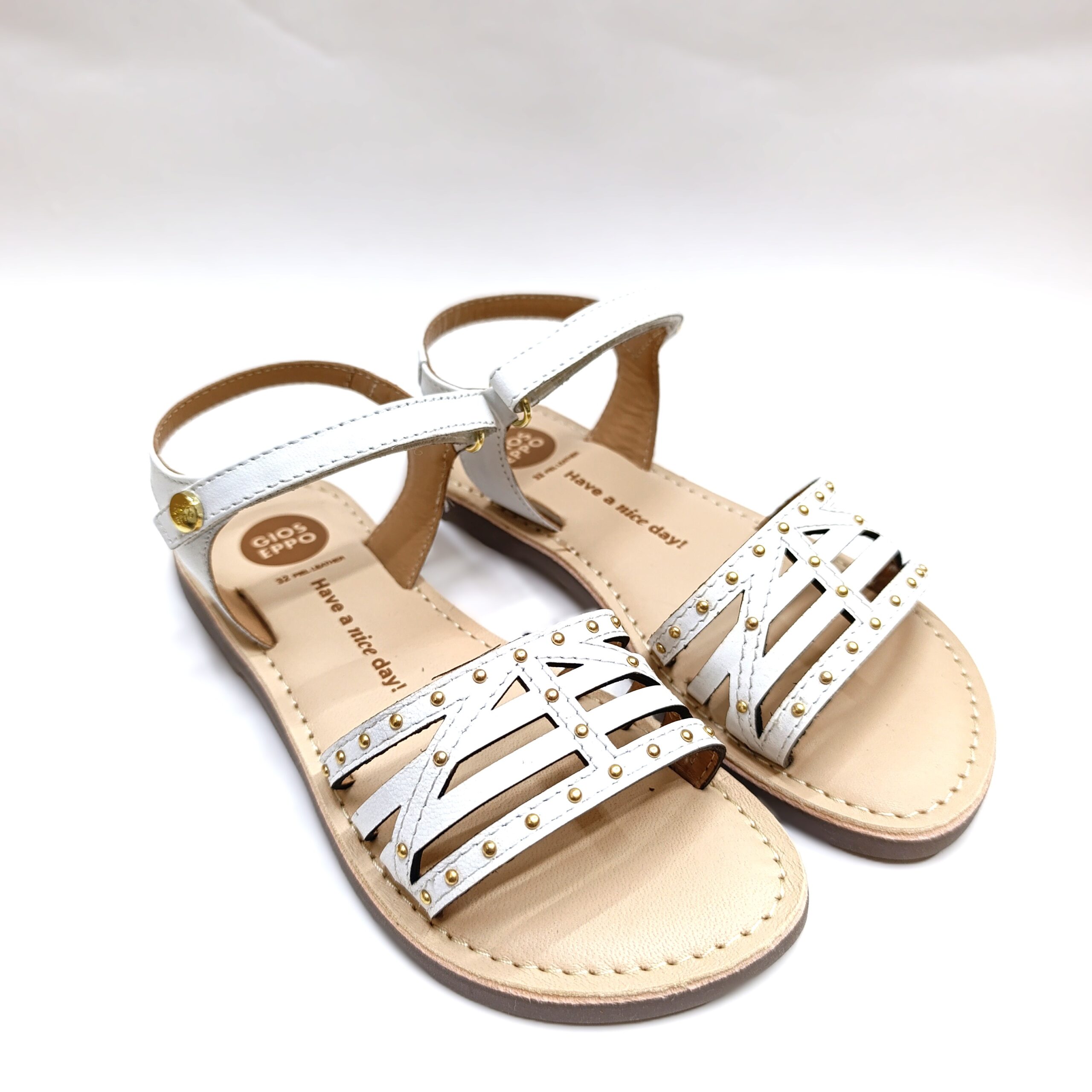 Sandalia niña gioseppo piel tachas blanco