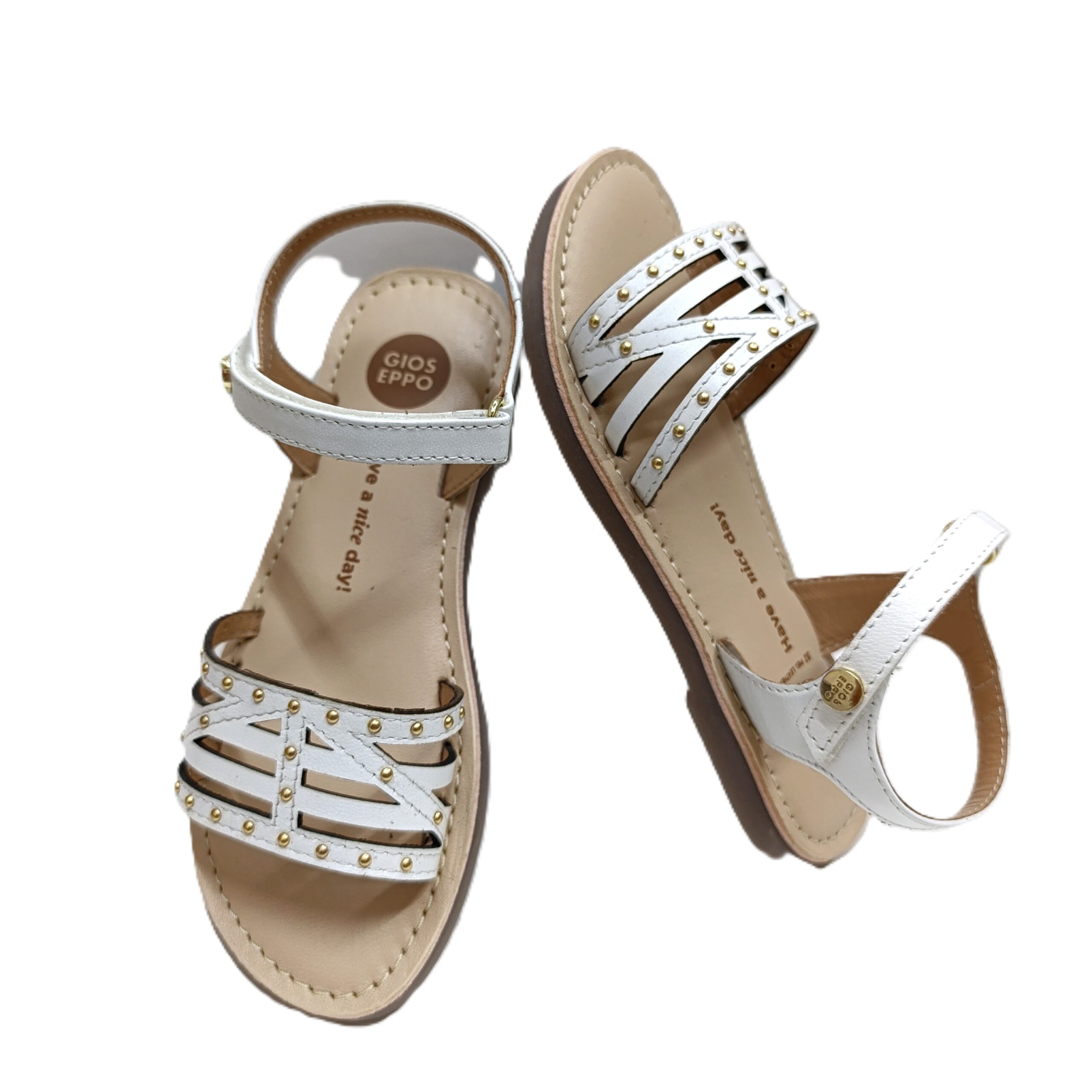 Sandalia niña gioseppo piel tachas blanco