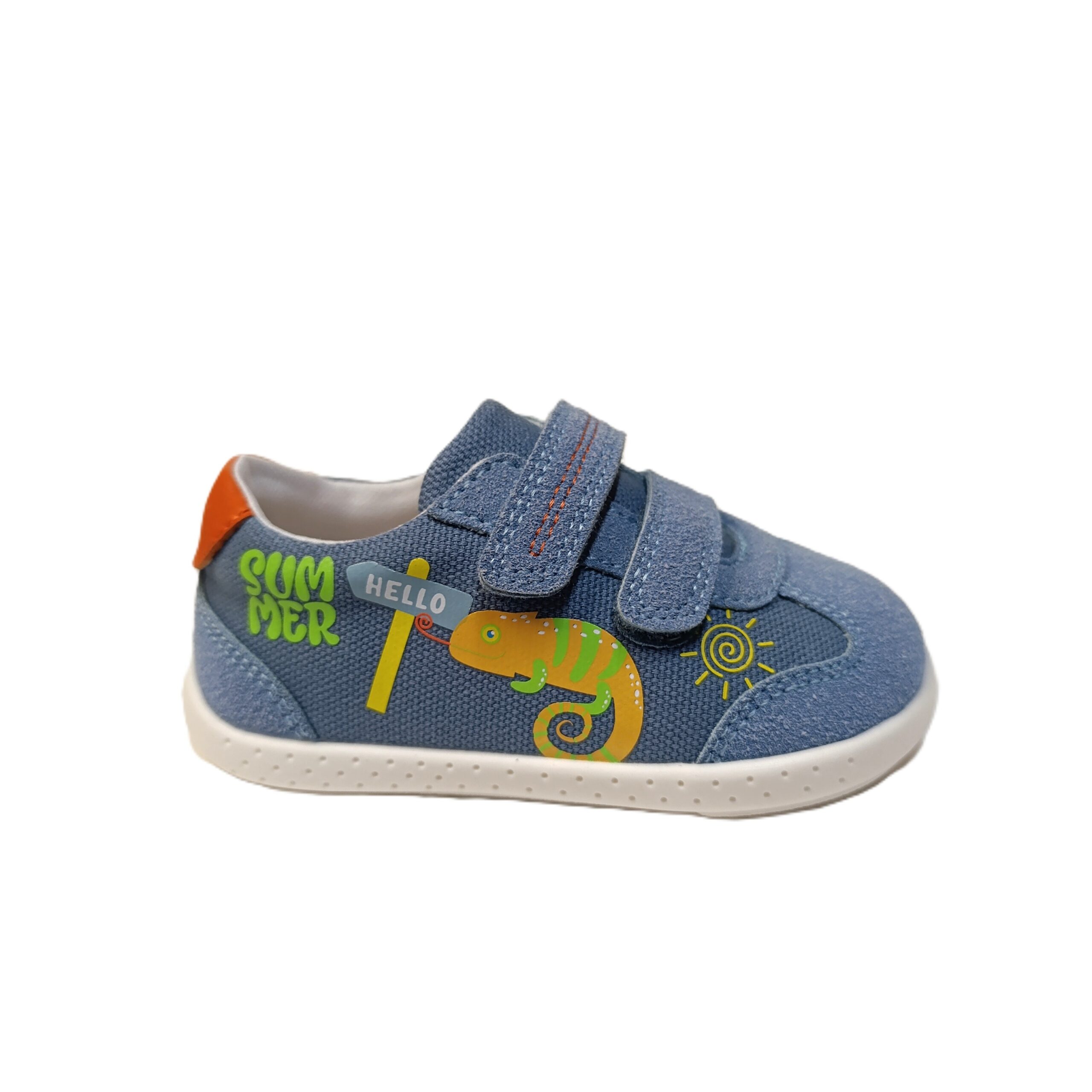 Lona bebé barefoot camaleón Zapatilla lona barefoot garvalin primeros pasos azul