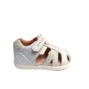 Sandalia barefoot biomecanics beba piel blanco