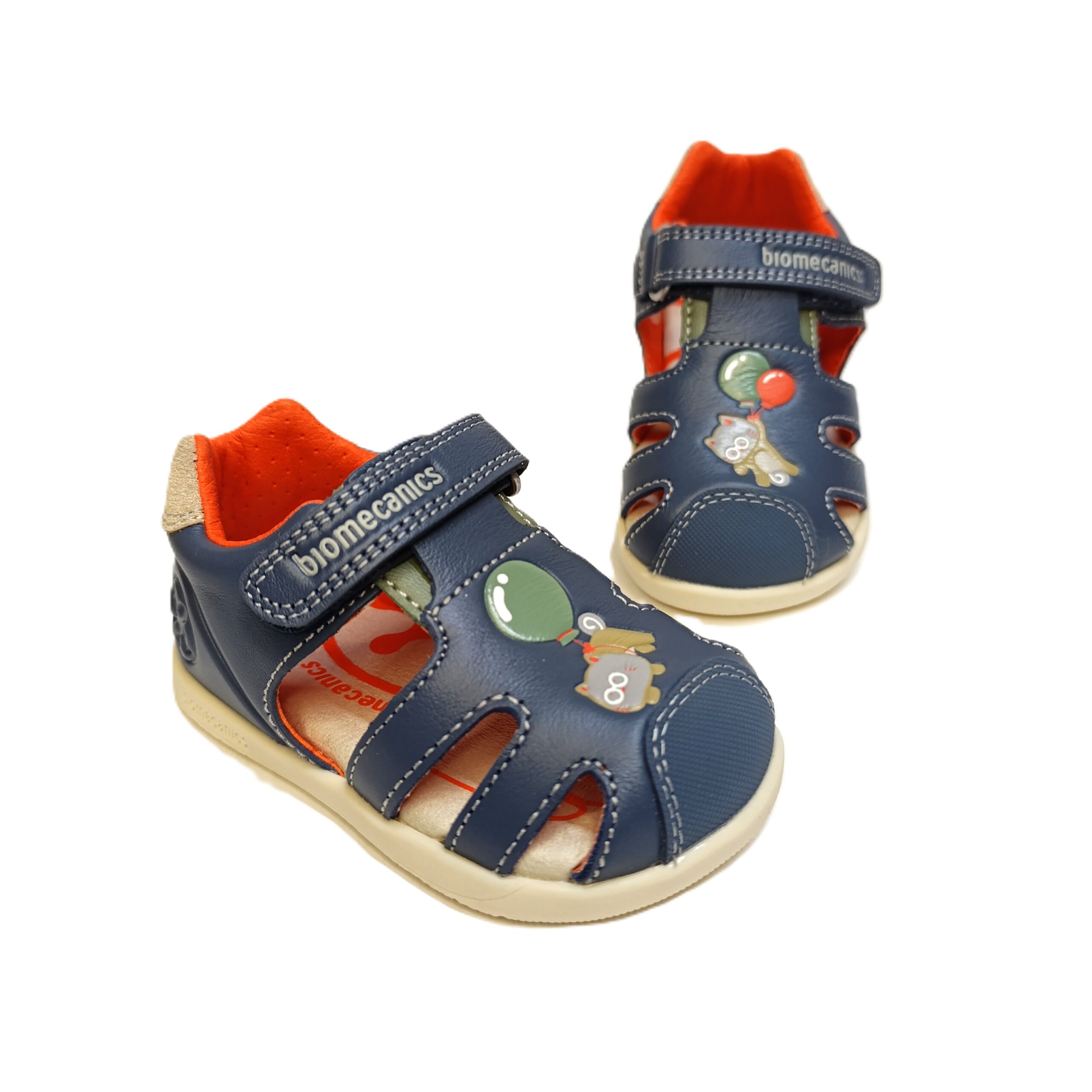 Sandalia barefoot biomecanics bebé piel azul