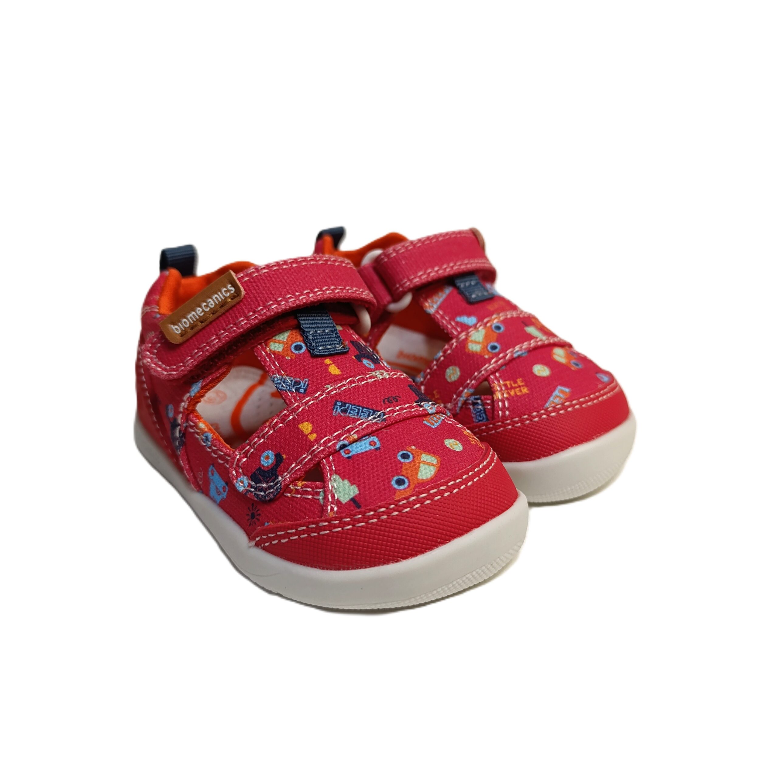 Sandalia barefoot lona biomecanics bebé rojo