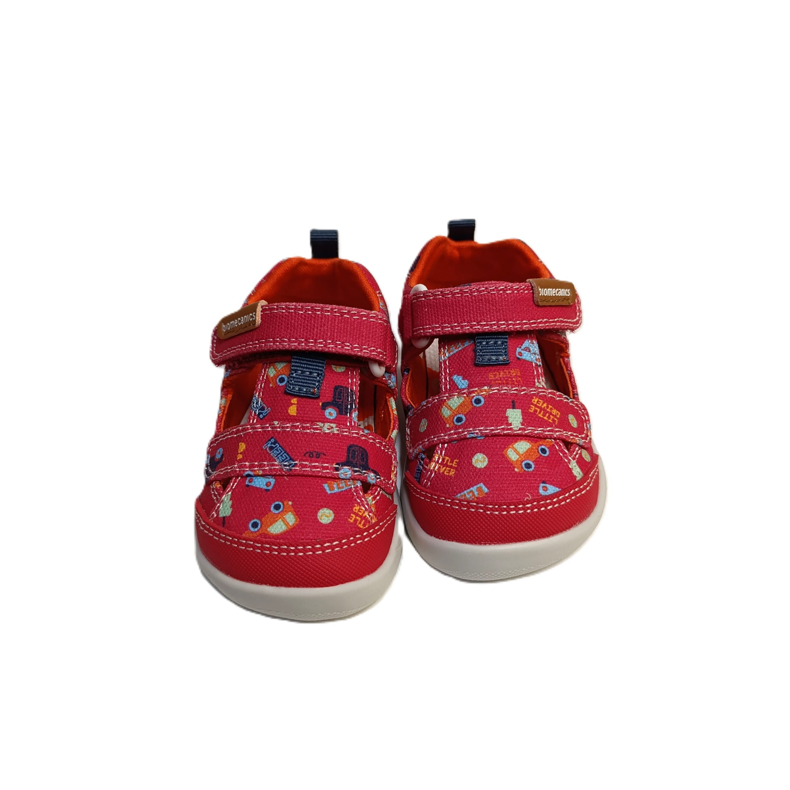 Sandalia barefoot lona biomecanics bebé rojo