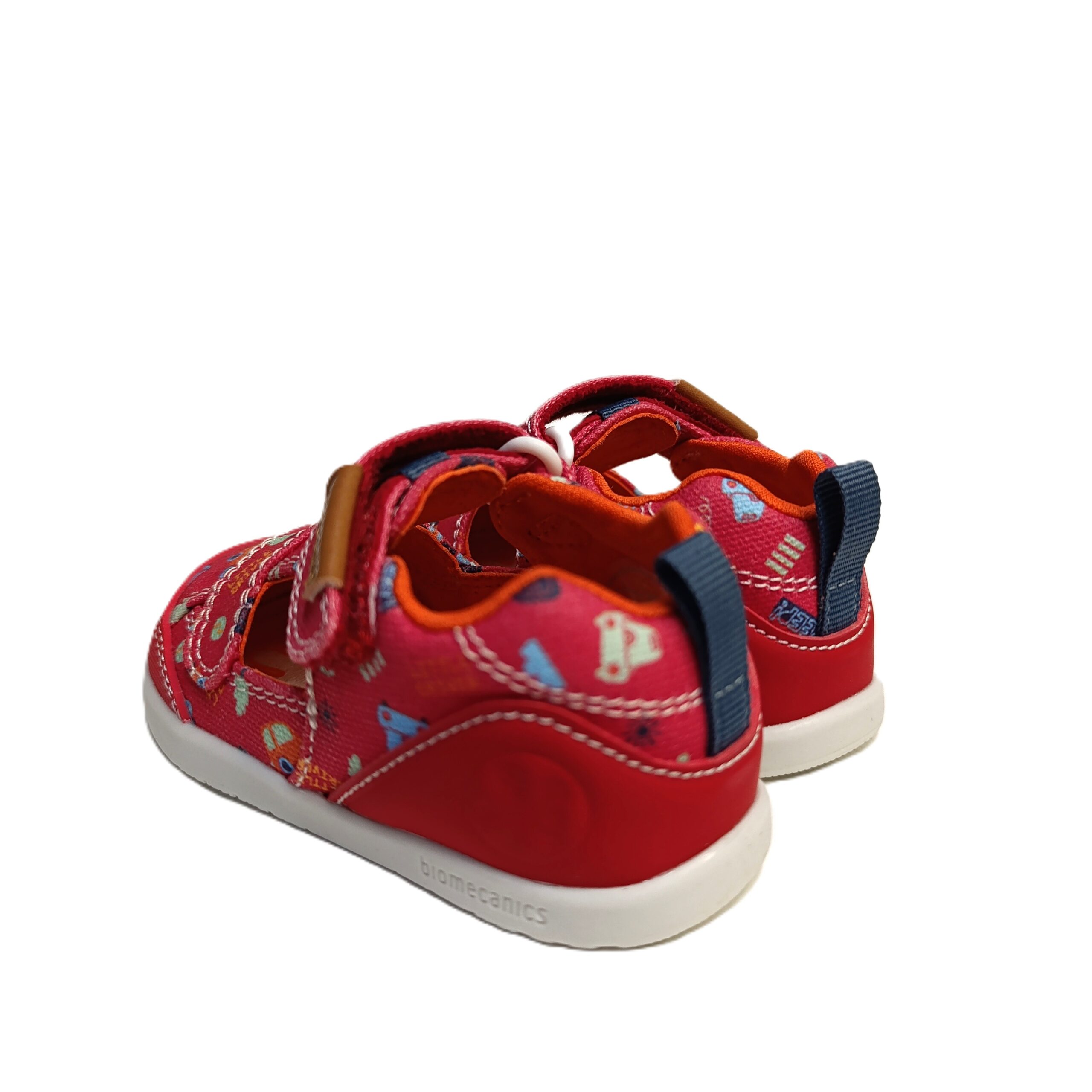 Sandalia barefoot lona biomecanics bebé rojo