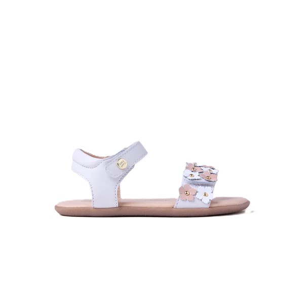 Sandalia barefoot piel niña gioseppo blanco/flores