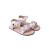 Sandalia barefoot piel niña gioseppo blanco/flores