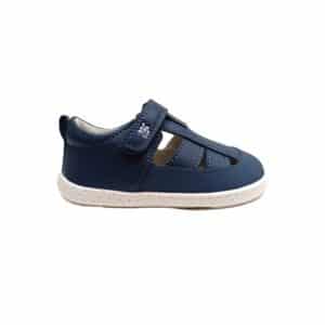 Sandalia piel barefoot bebé Garvalin azul