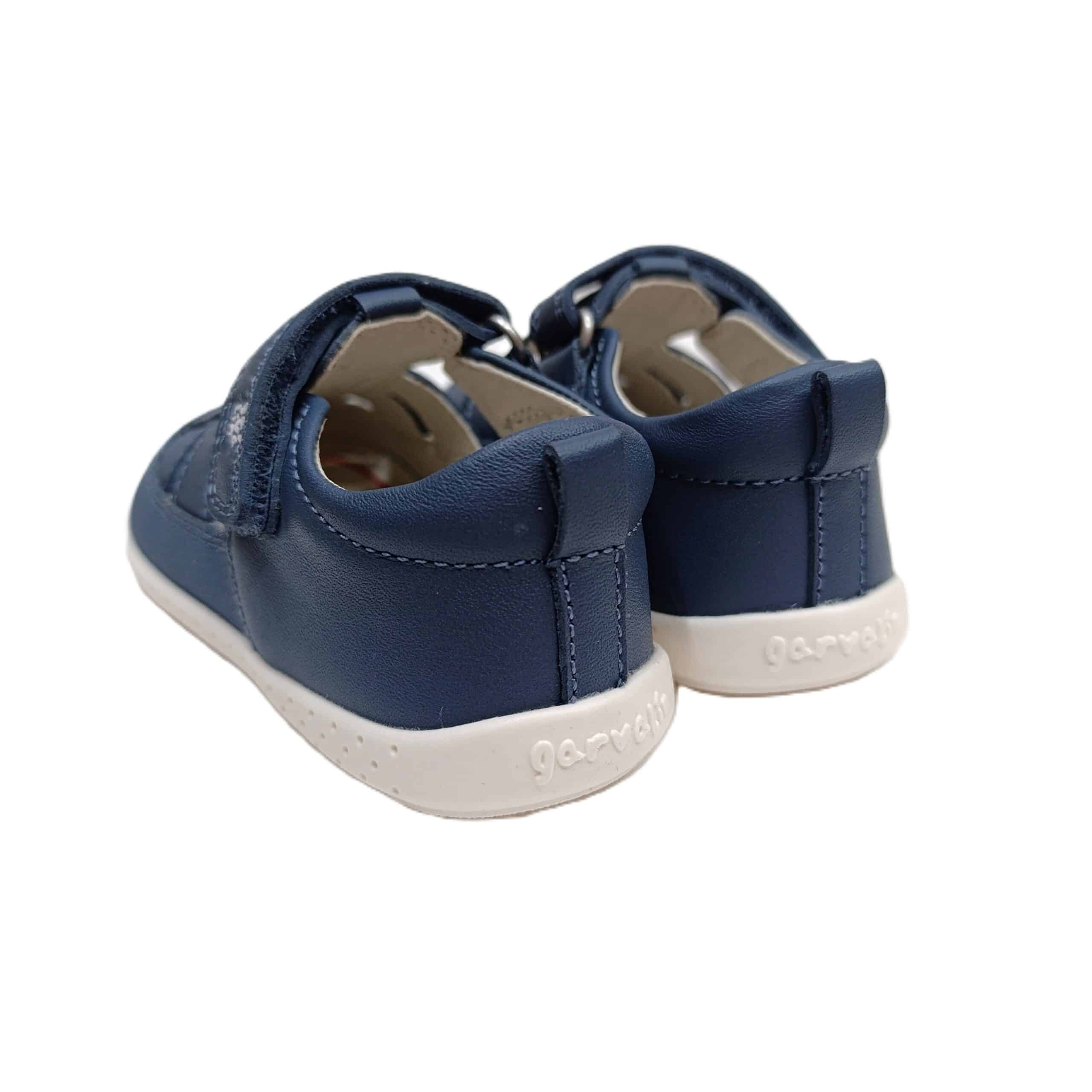 Sandalia piel barefoot bebé Garvalin azul