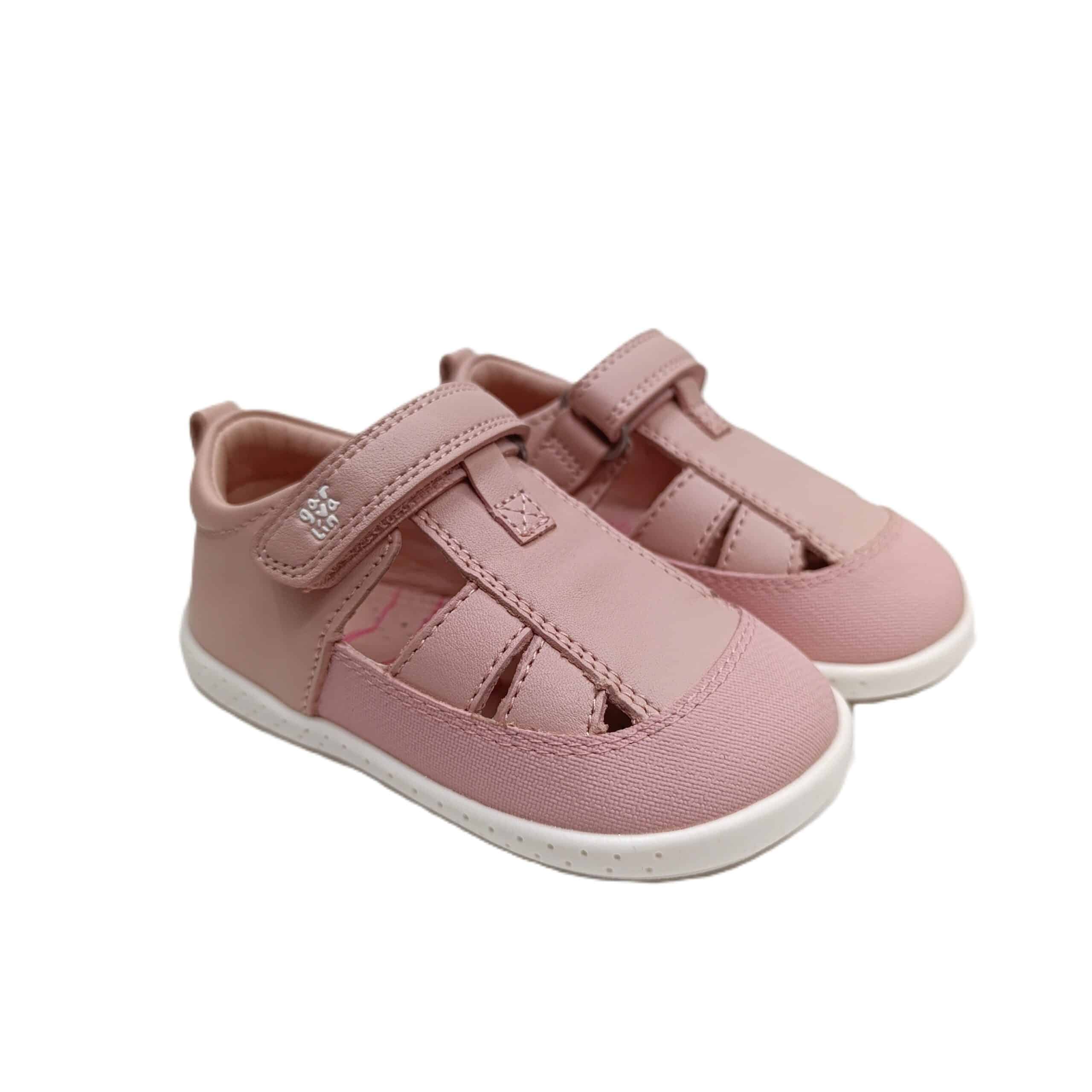 Sandalia piel barefoot bebé Garvalin rosa