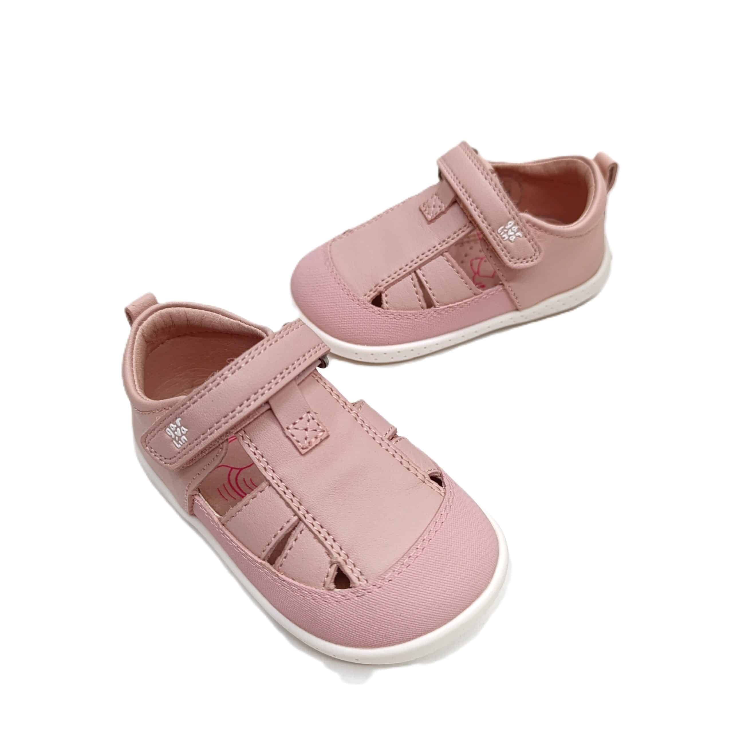 Sandalia piel barefoot bebé Garvalin rosa