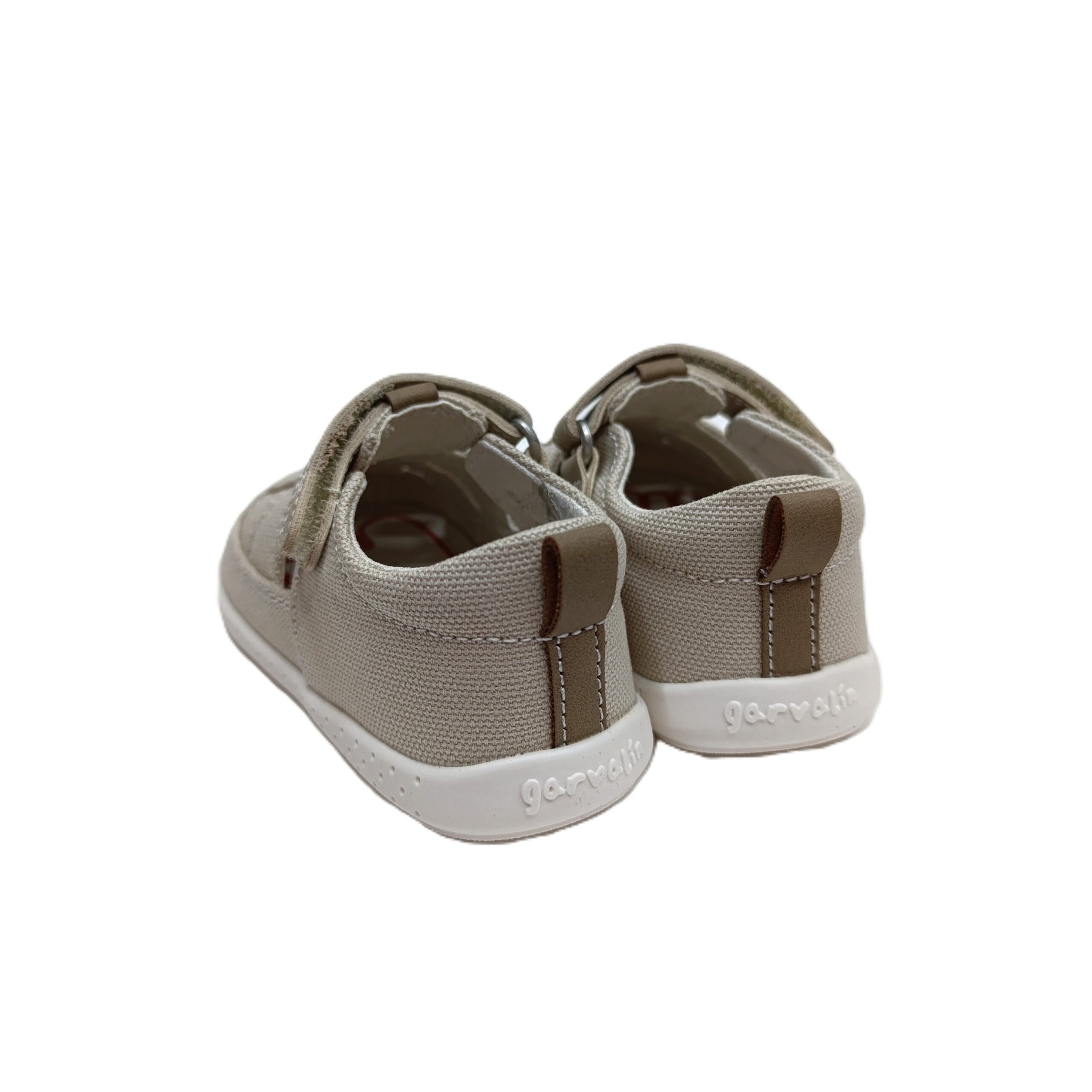 Sandalia lona barefoot bebé Garvalin beige