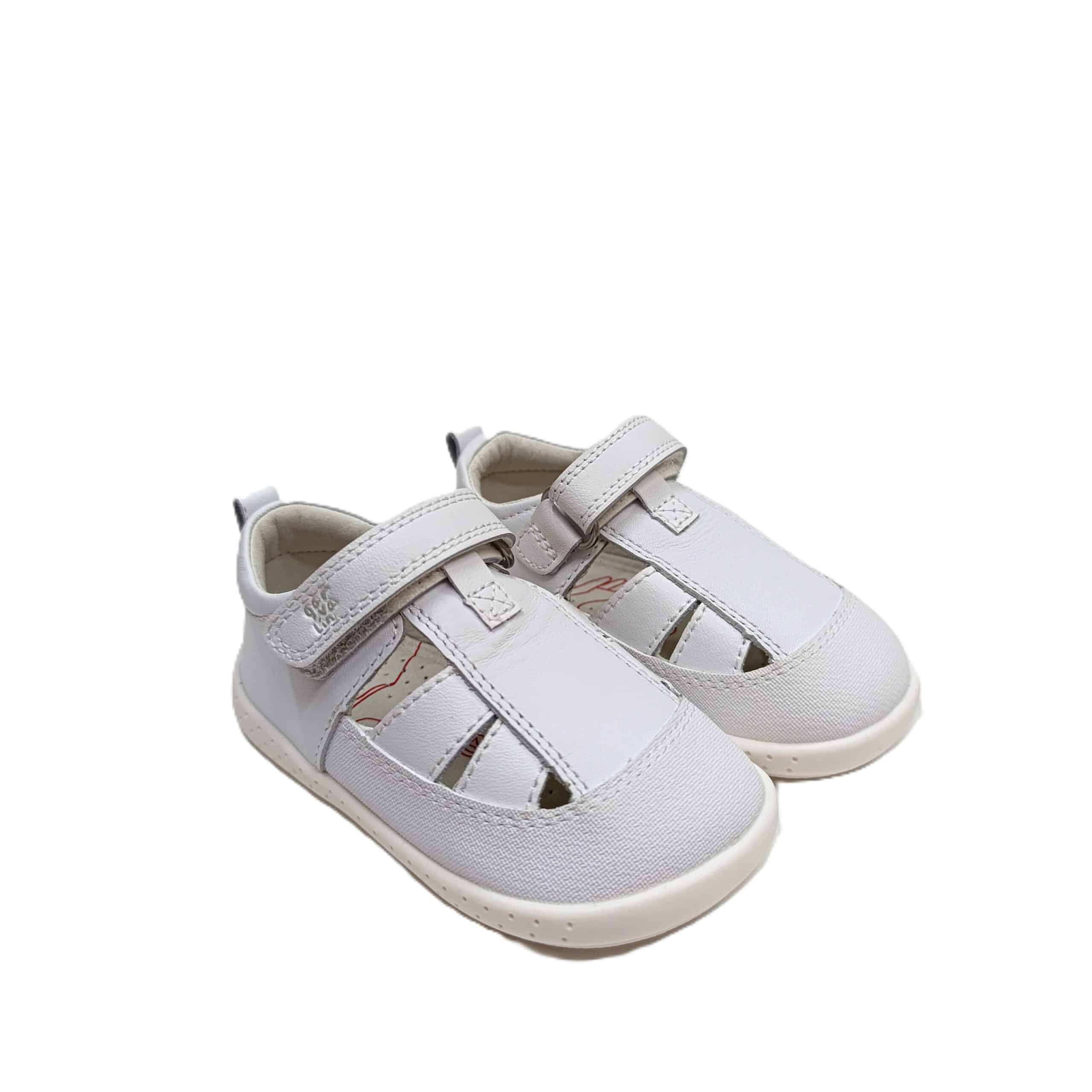 Sandalia piel barefoot bebé Garvalin blanco