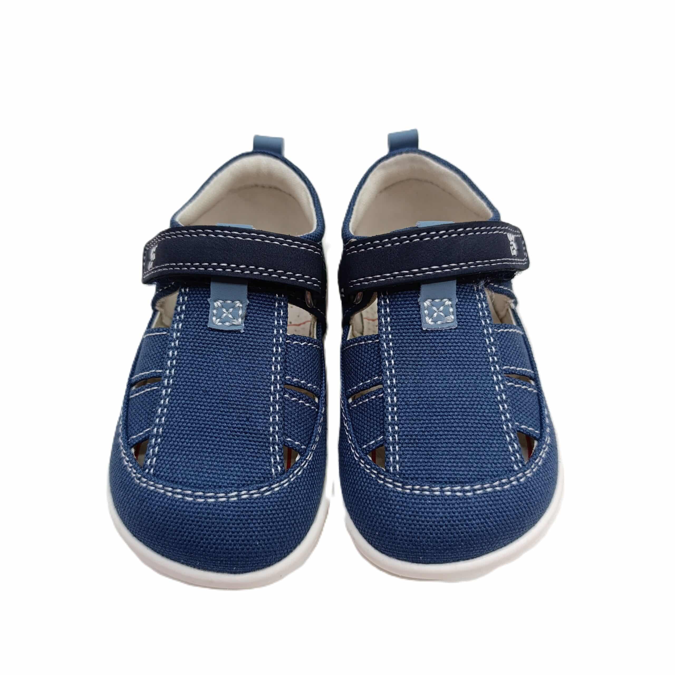 Sandalia lona barefoot bebé Garvalin azul
