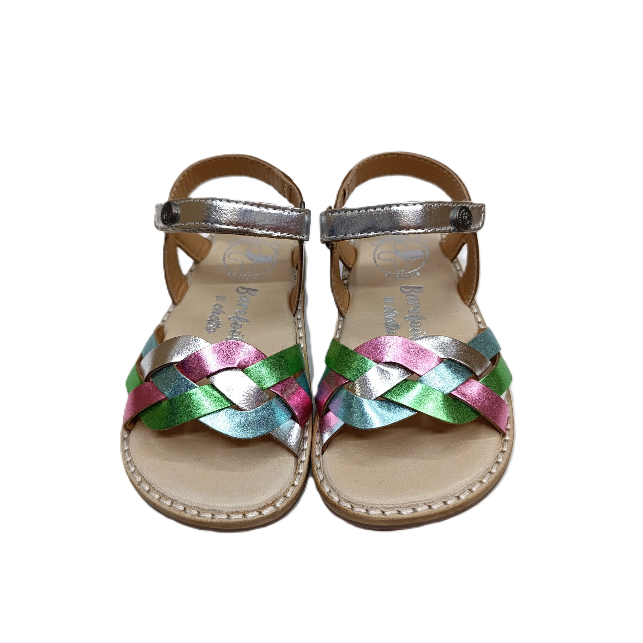 Sandalia barefoot chetto piel niña trenza metalizada