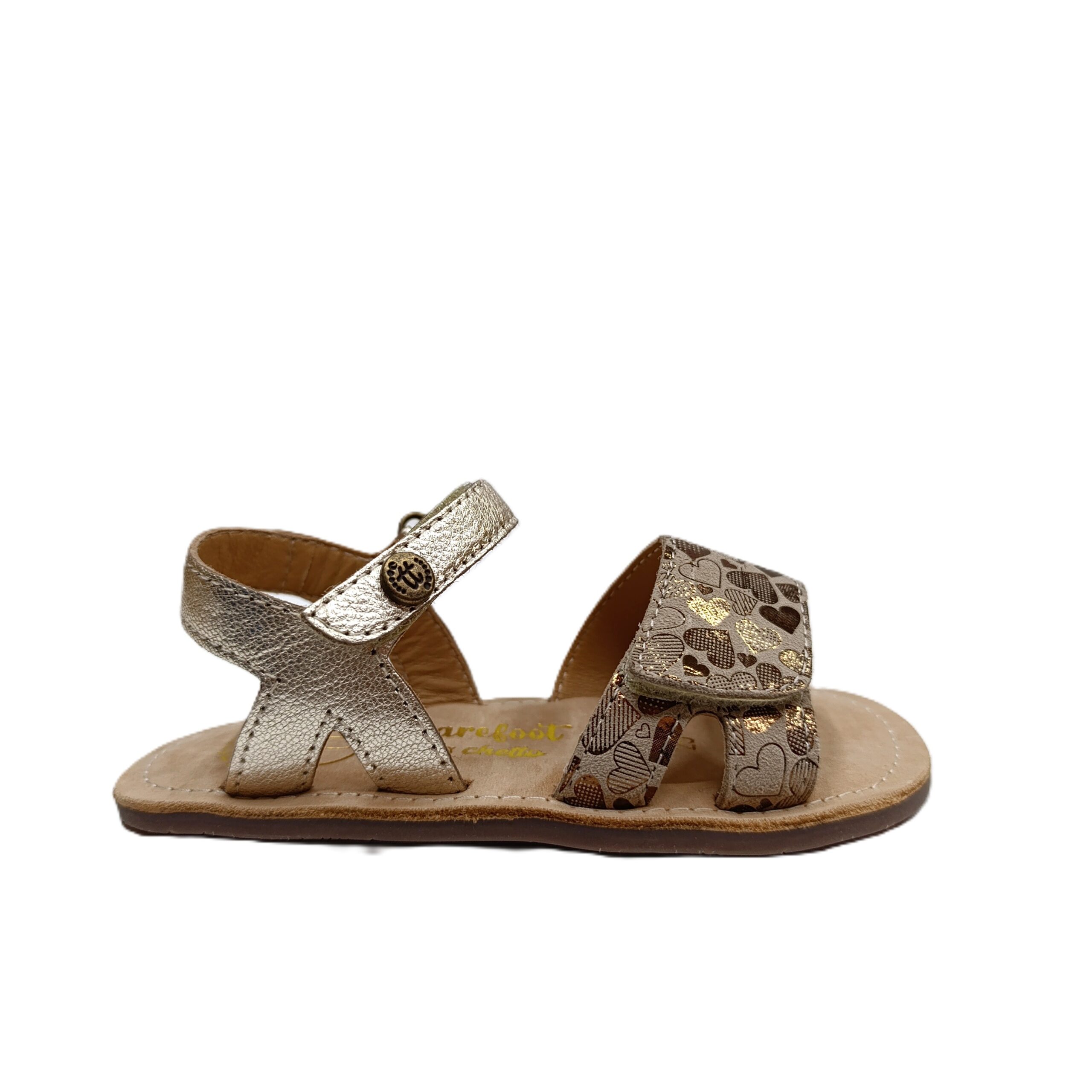 SaNDALIA BAREFOOT NIÑA CHETTO CAMEL CORAZONES