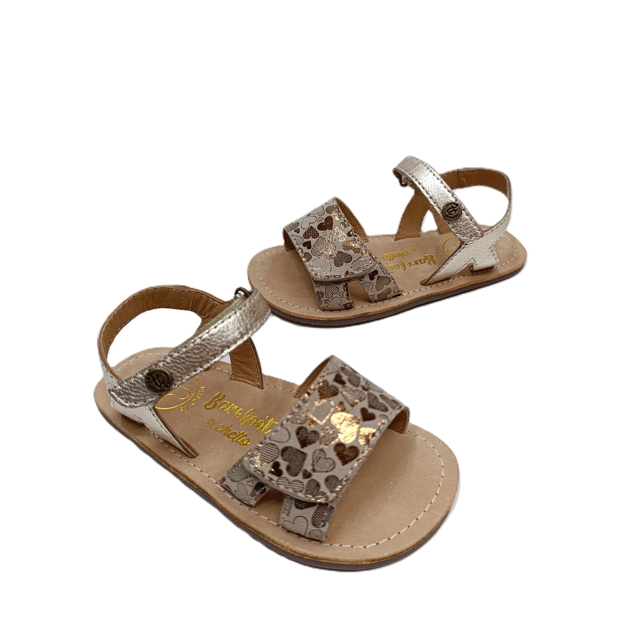 SaNDALIA BAREFOOT NIÑA CHETTO CAMEL CORAZONES