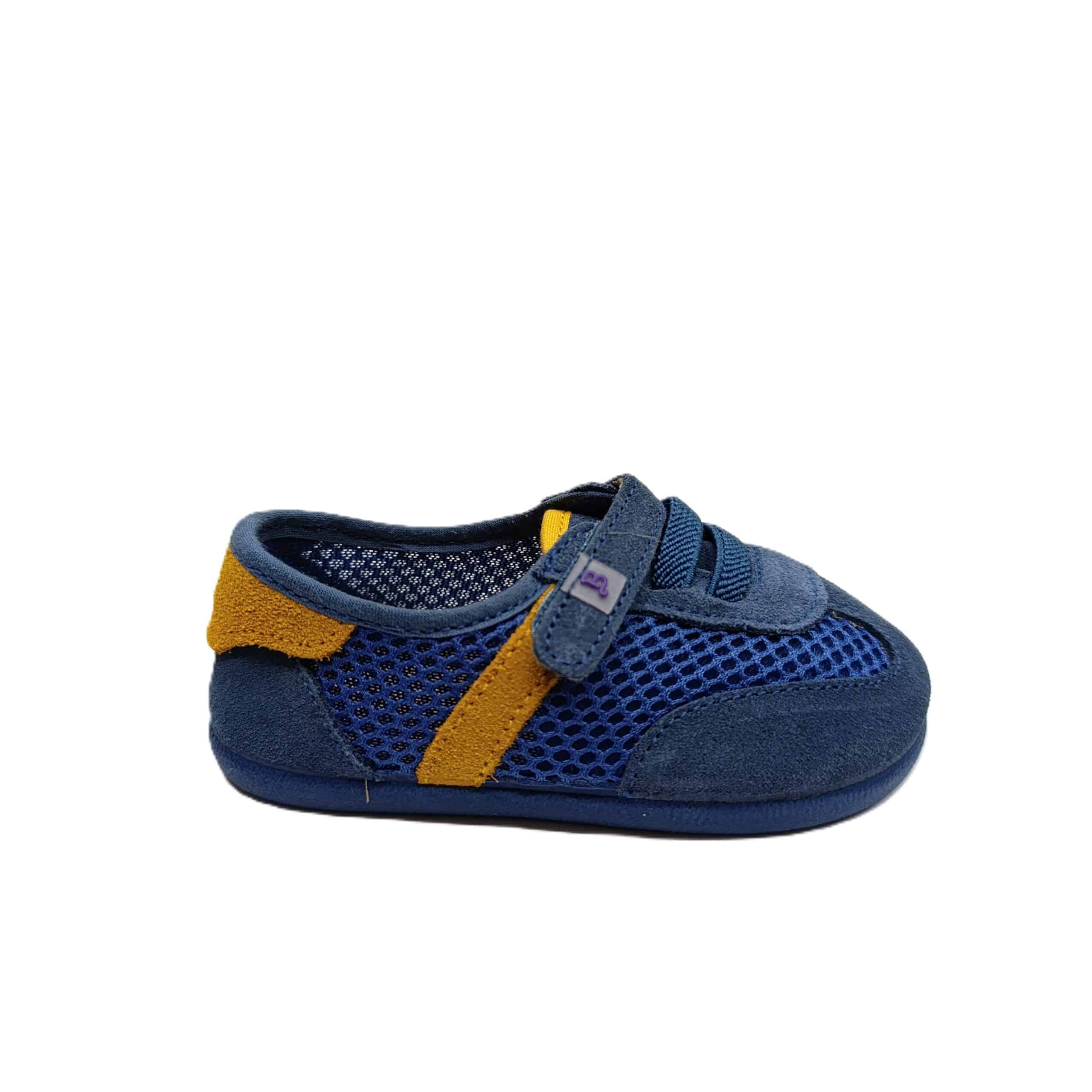 Zapatilla barefoot casual Batilas azul/mostaza