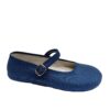 Mercedes barefoot mujer batilas lona azul jeans