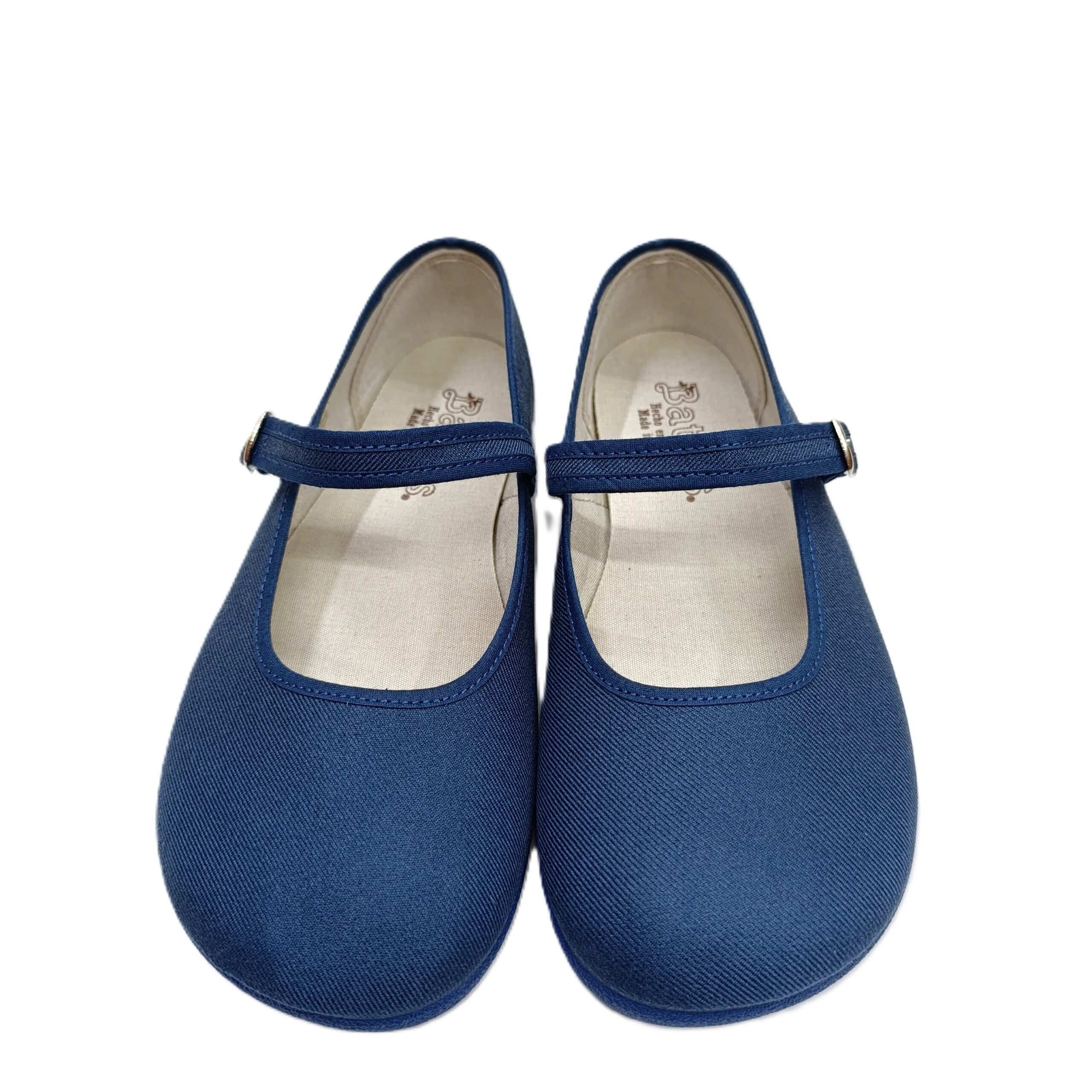 Mercedes barefoot mujer batilas lona azul jeans