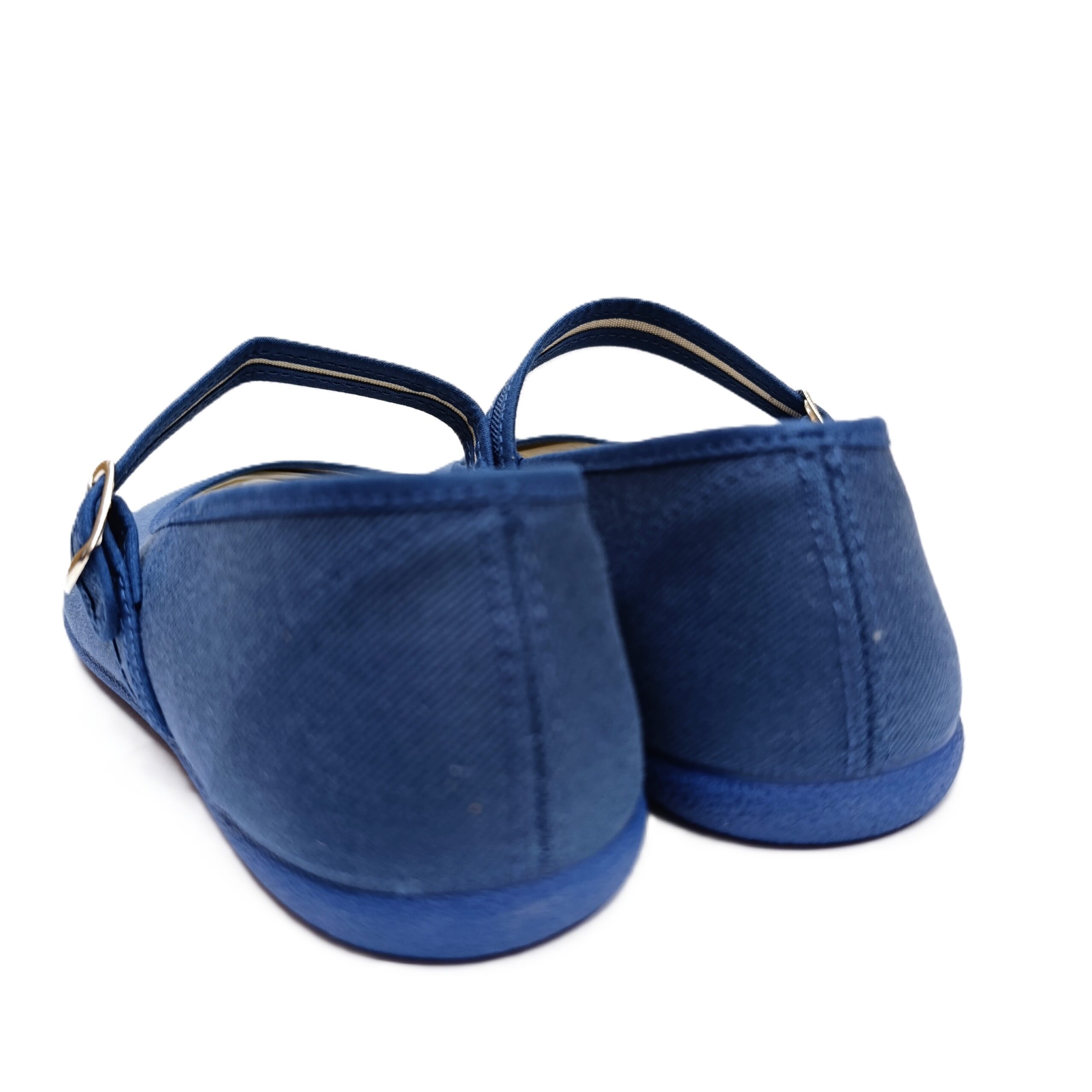 Mercedes barefoot mujer batilas lona azul jeans