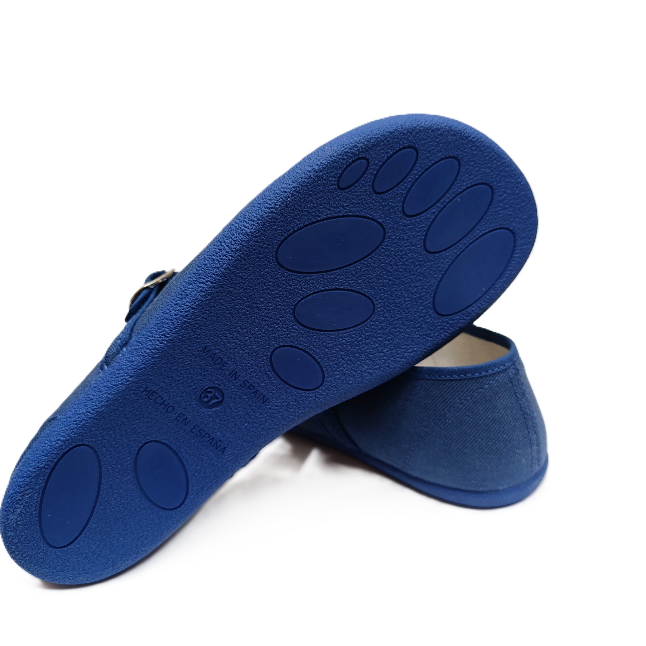 Mercedes barefoot mujer batilas lona azul jeans
