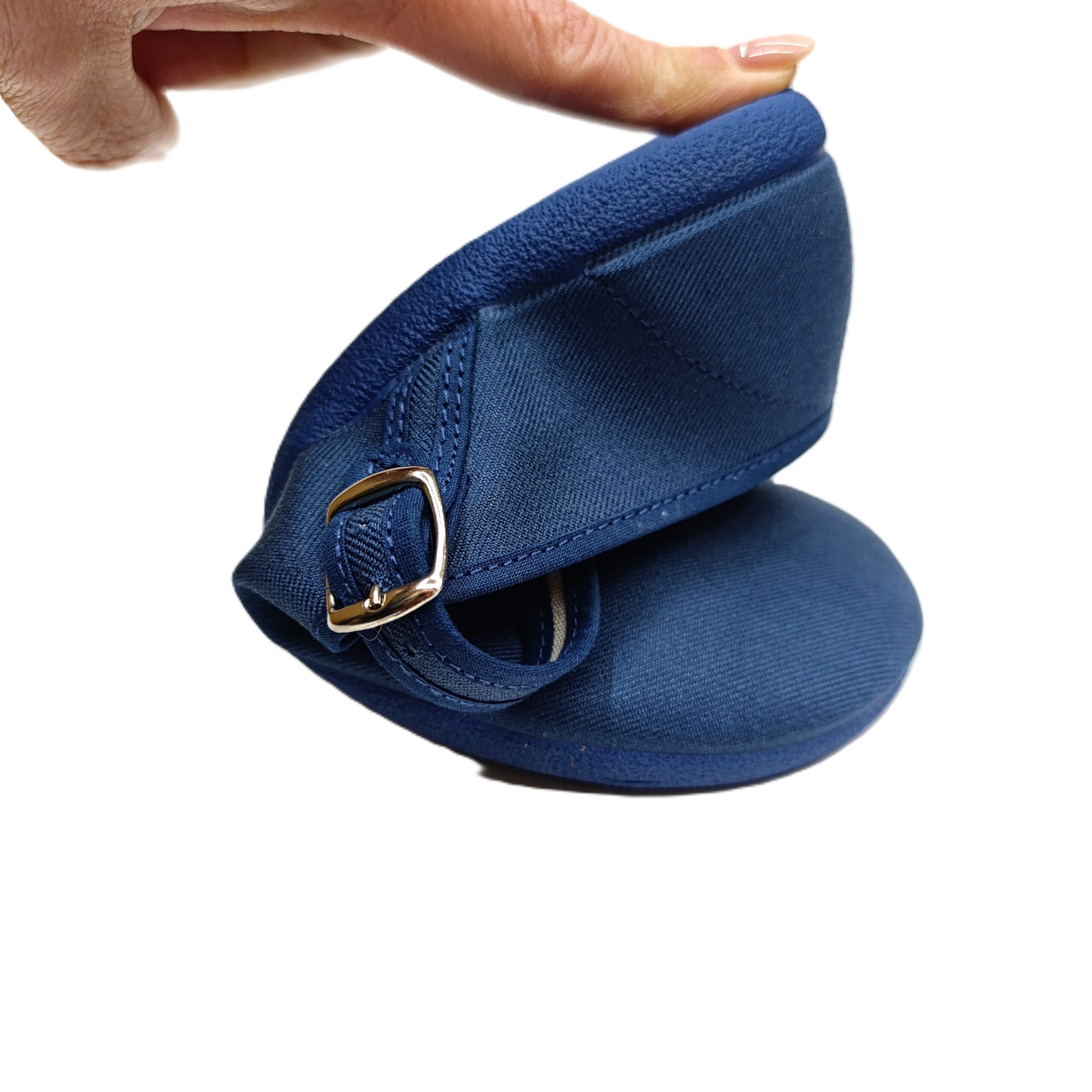 Mercedes barefoot mujer batilas lona azul jeans