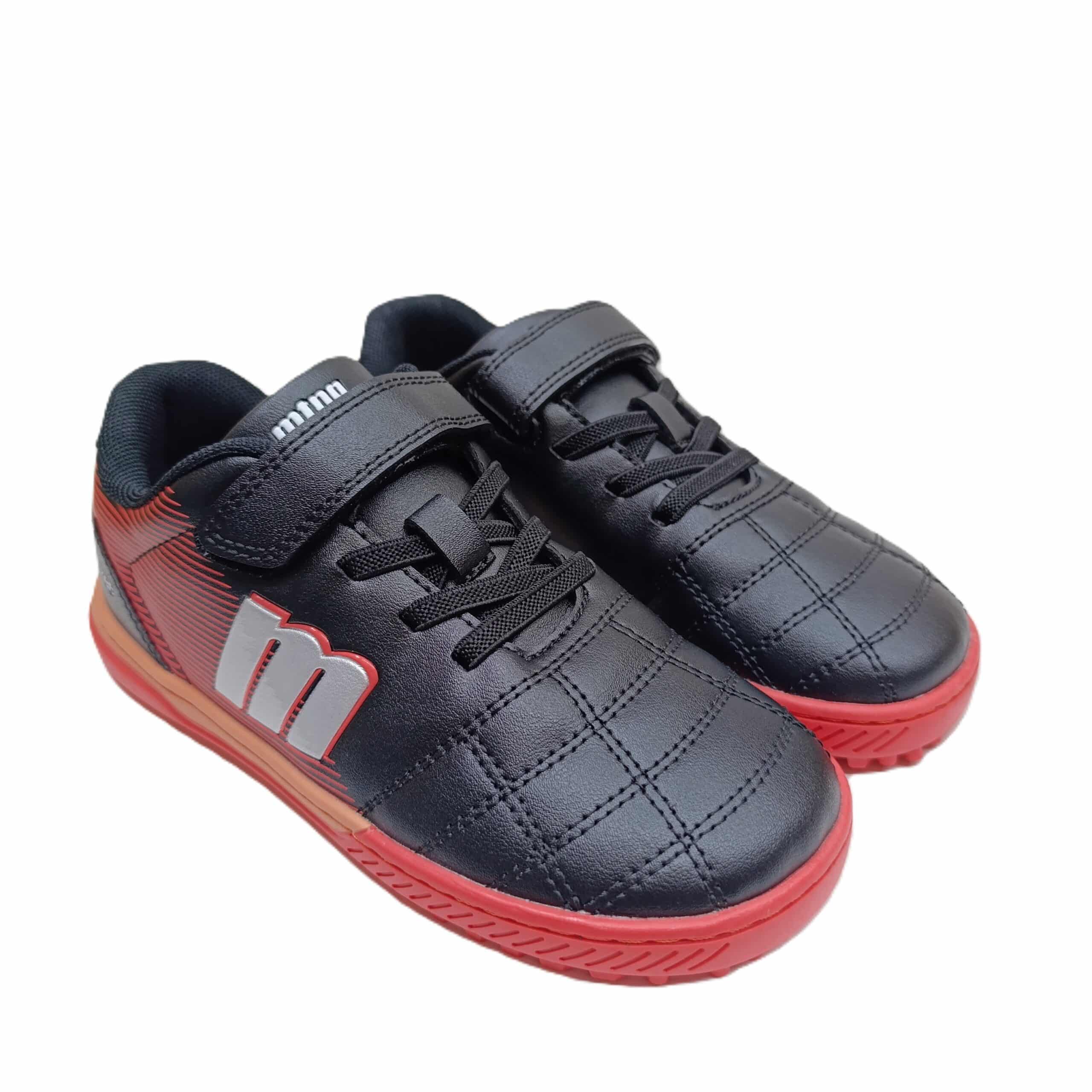 Deportiva barefoot futbol Mustang free Play negro/rojo