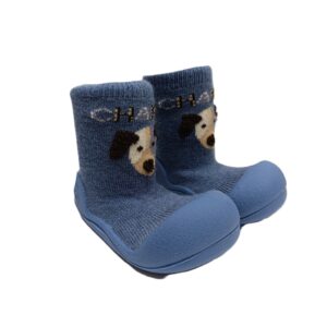 Attipas calcetín barefoot primeros pasos perro azul