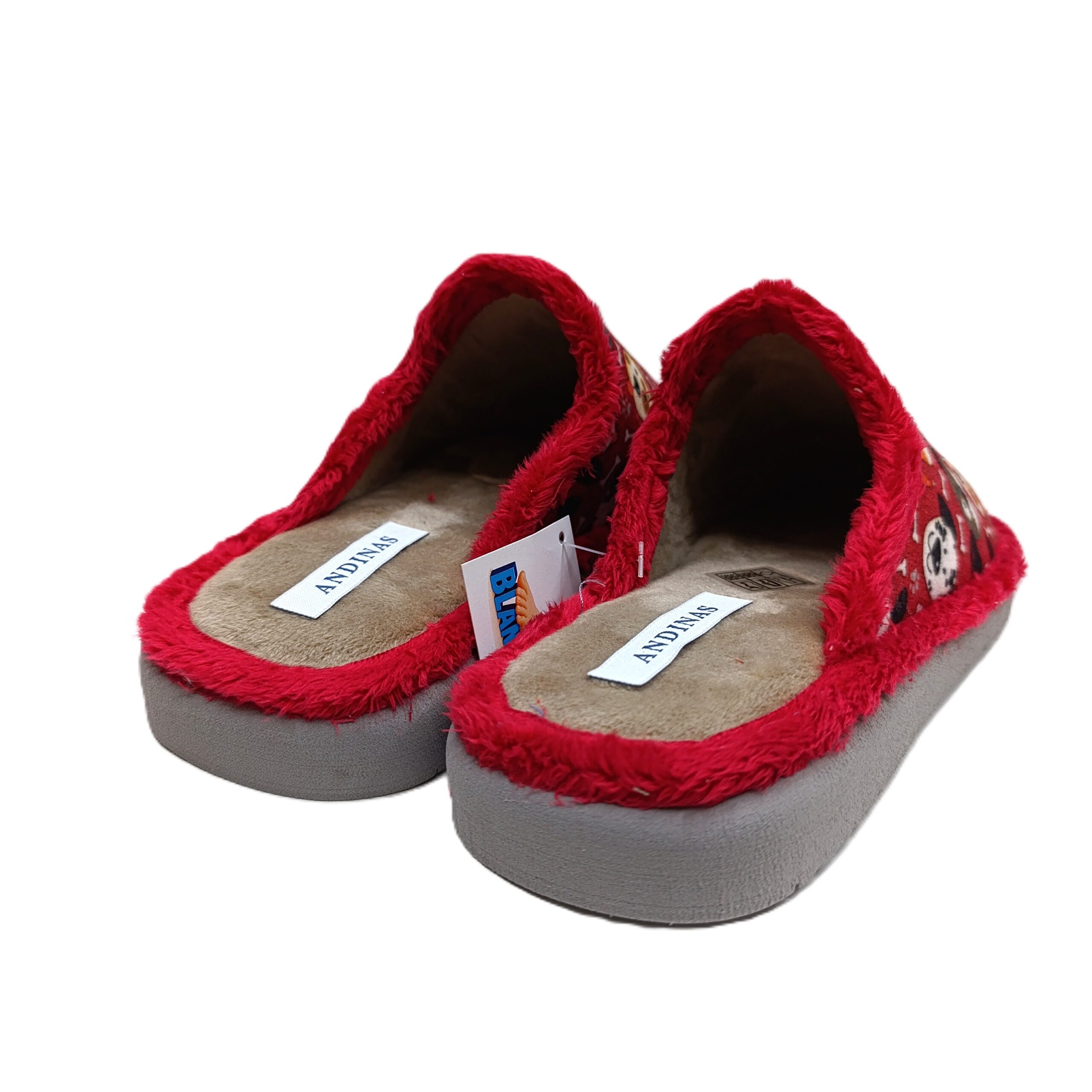 Zapatilla casa chinela Andinas perros rojo