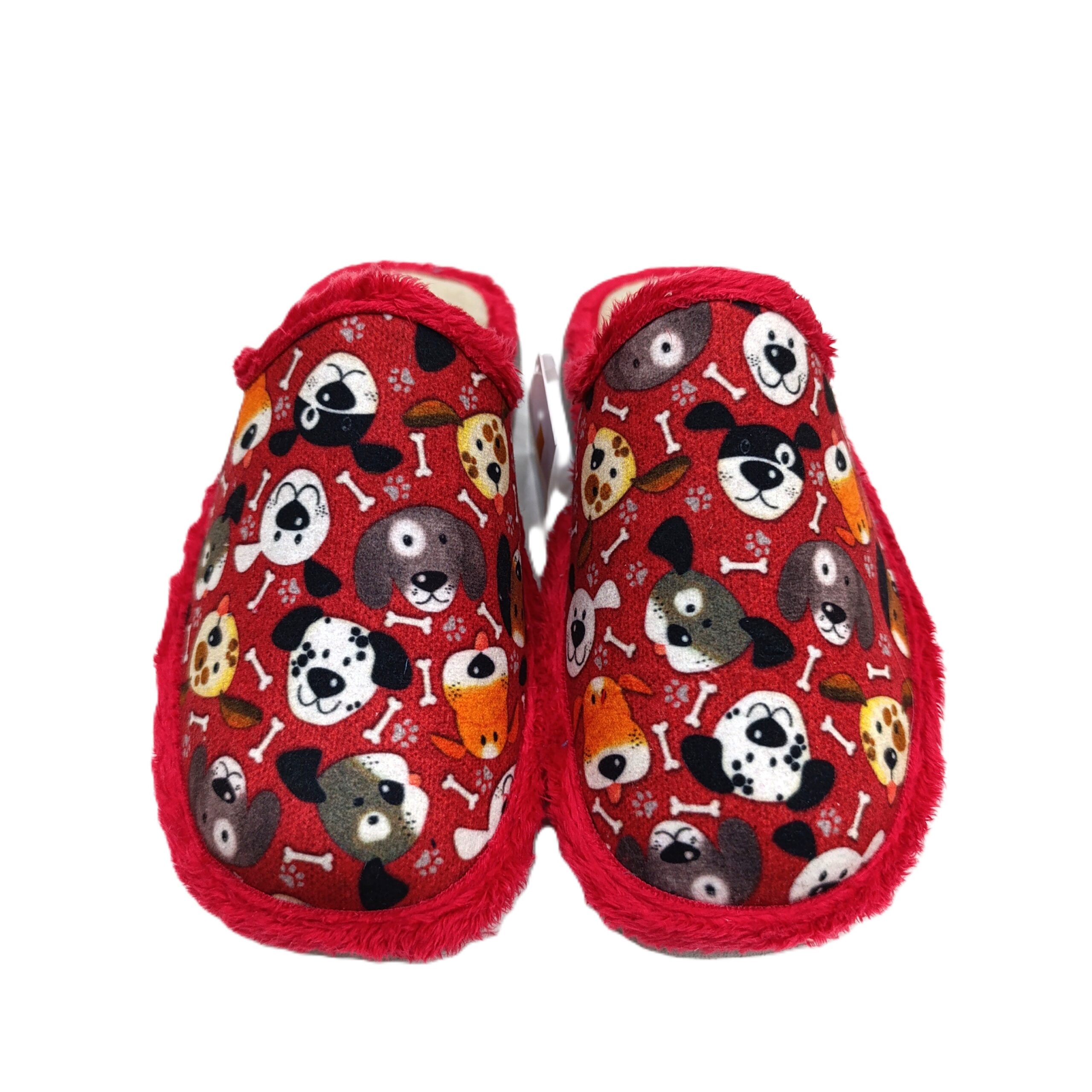 Zapatilla casa chinela Andinas perros rojo