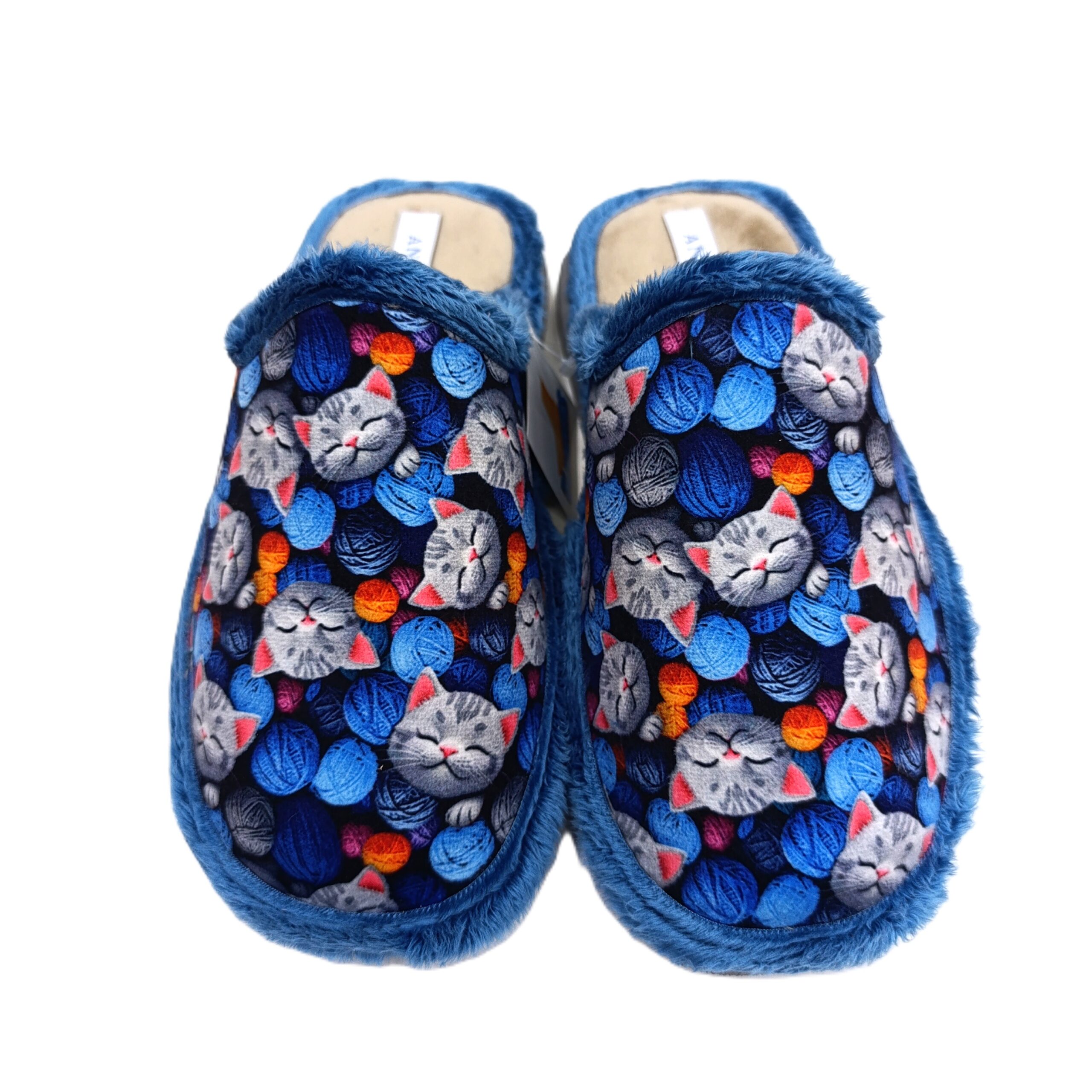 Zapatilla casa chinela Andinas gatitos azul