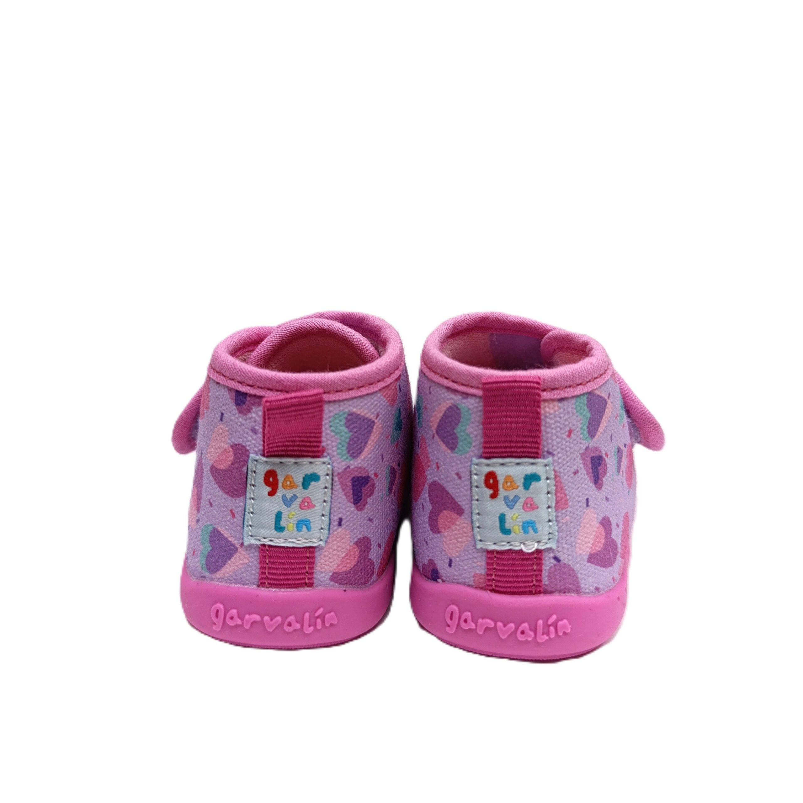 Zapatilla casa barefoot corazones lila