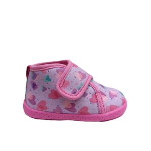Zapatilla casa barefoot corazones lila