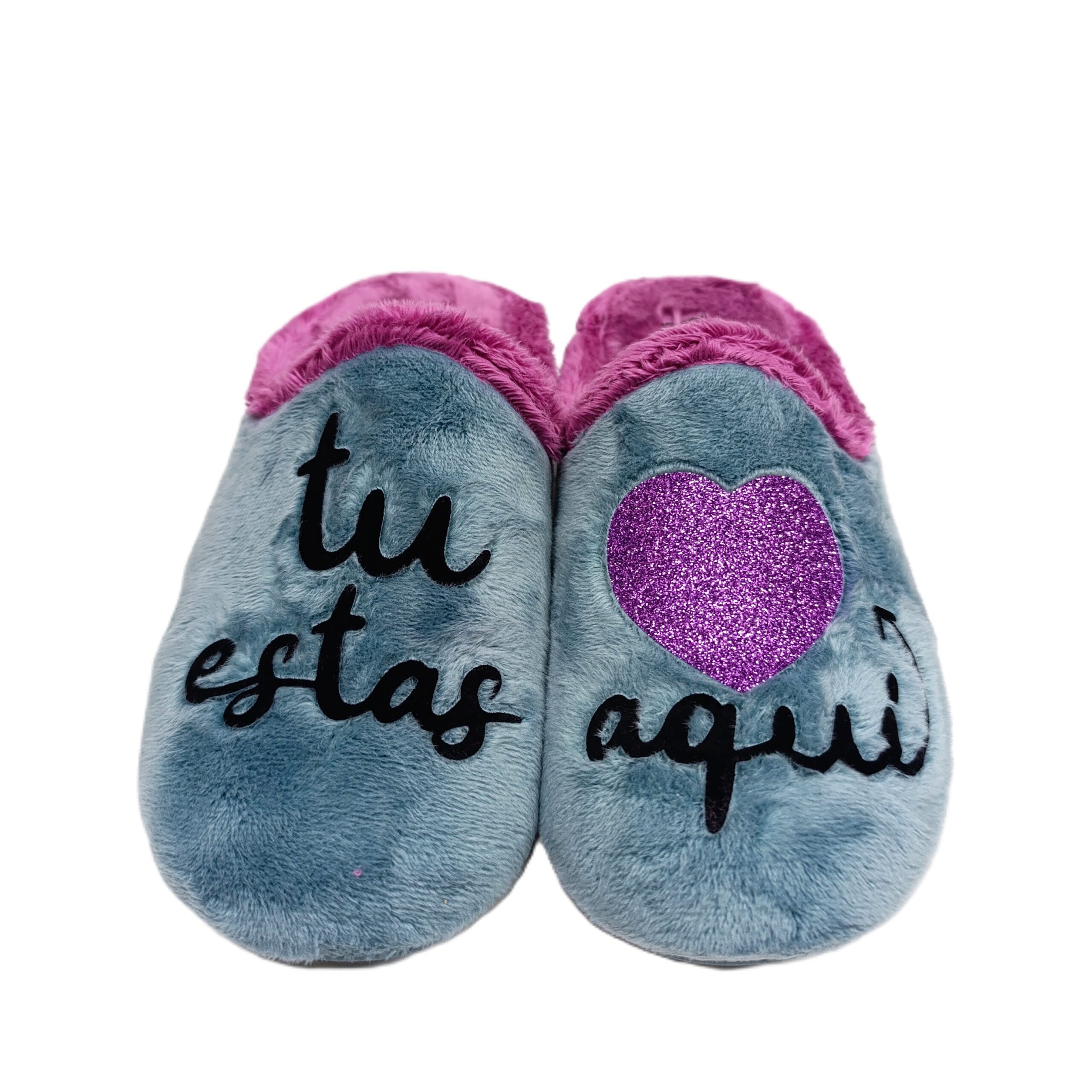 Zapatilla casa chinela mujer mensaje